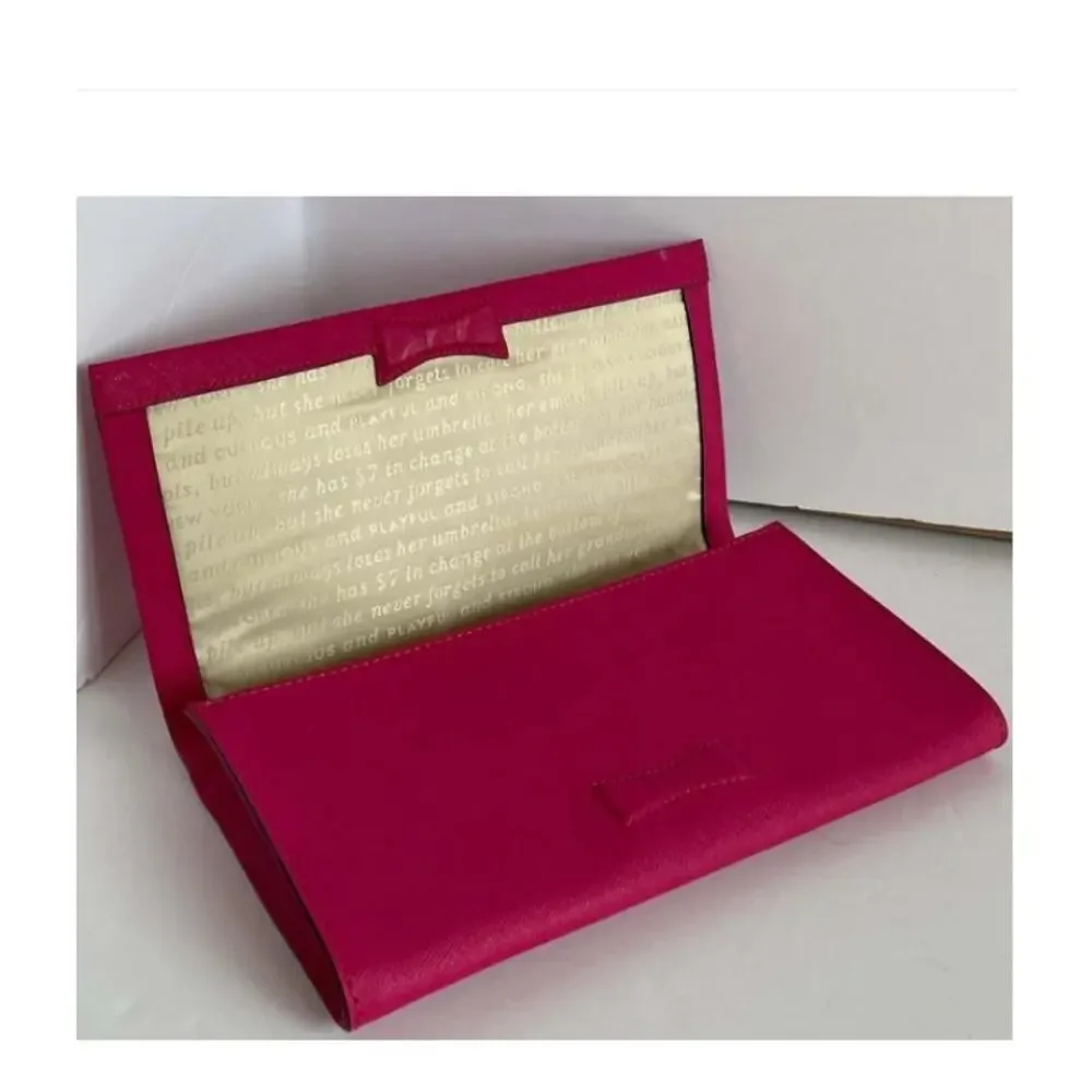 Kate Spade Kiss Tally Clutch Pink Leather Foldover Love Birds Bag